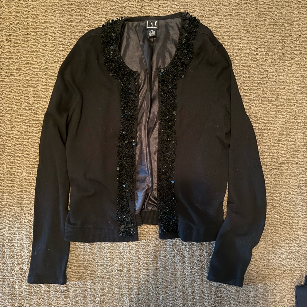 INC International Concepts Black Sparkly Women's Cardigan Sweater